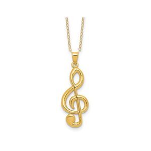 Yellow Platedd Sterling Silver Treble Clef Charm Pendant Necklace with Chain
